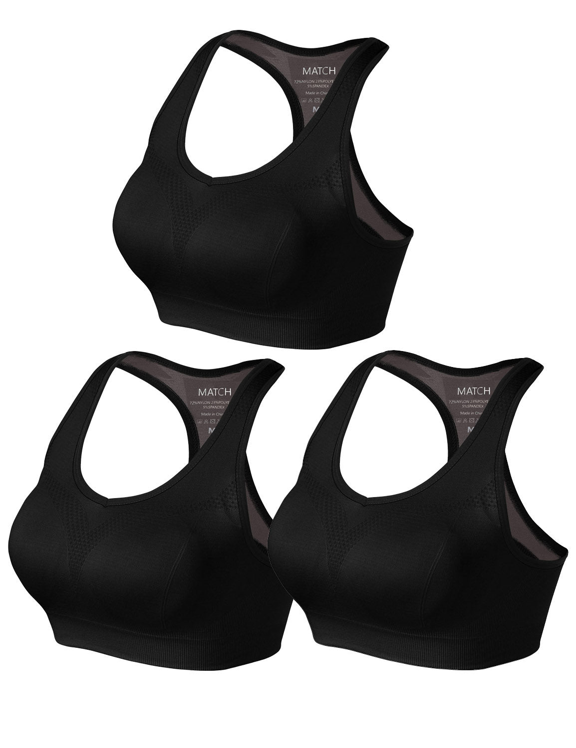 3 pack Plain Match Racerback Sports Bras for Women #NP001