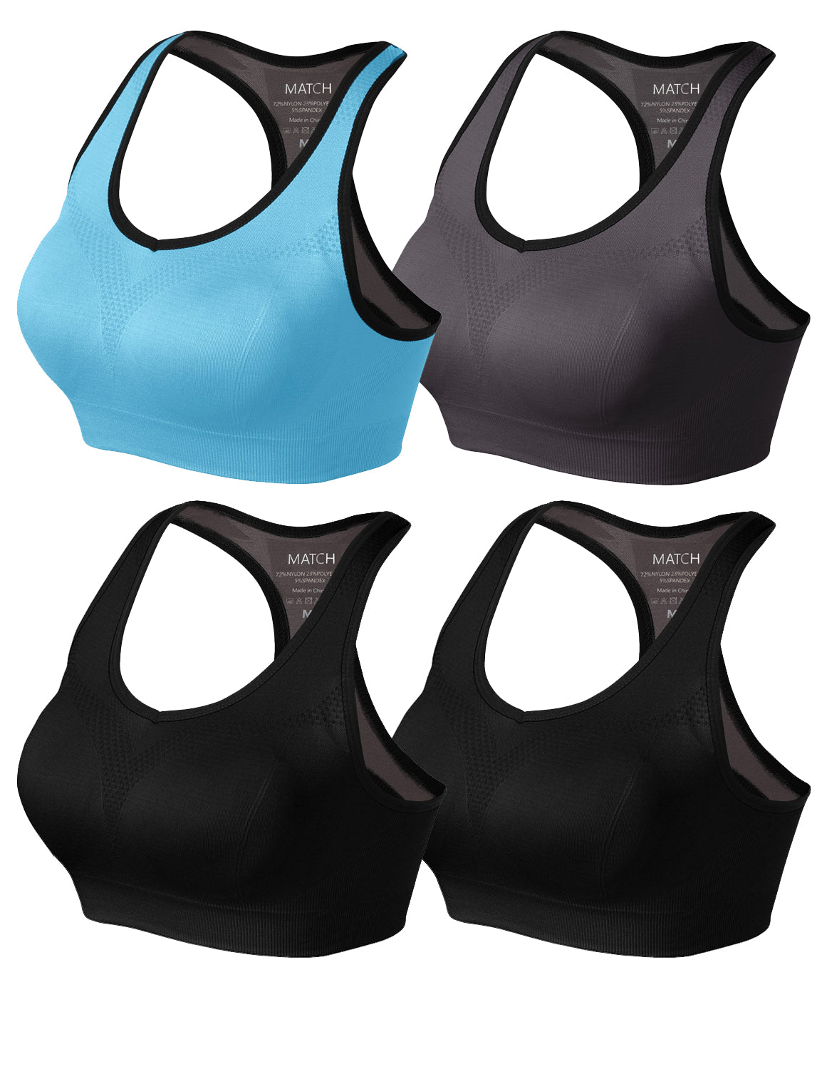 4 Pack Plain Match Racerback Sports Bras for Women #NP001
