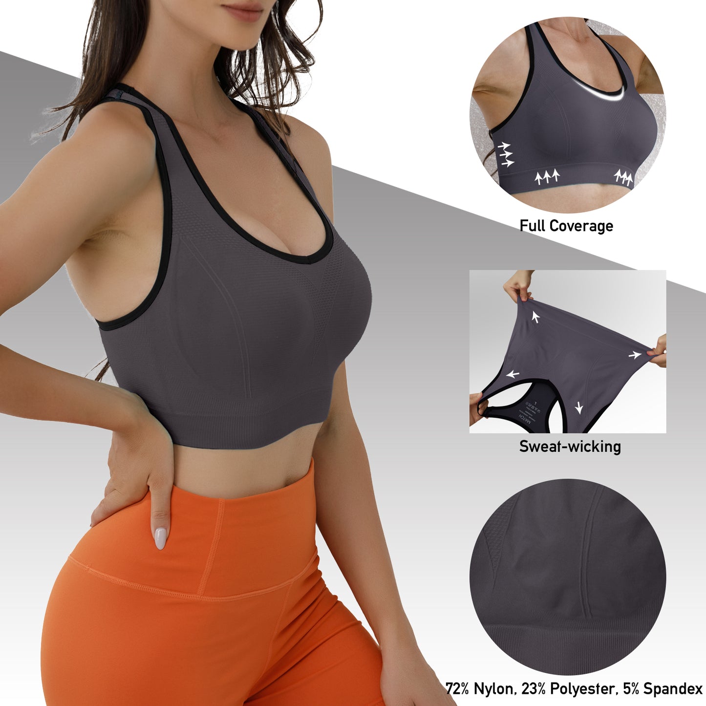 3 pack Plain Match Racerback Sports Bras for Women #NP001