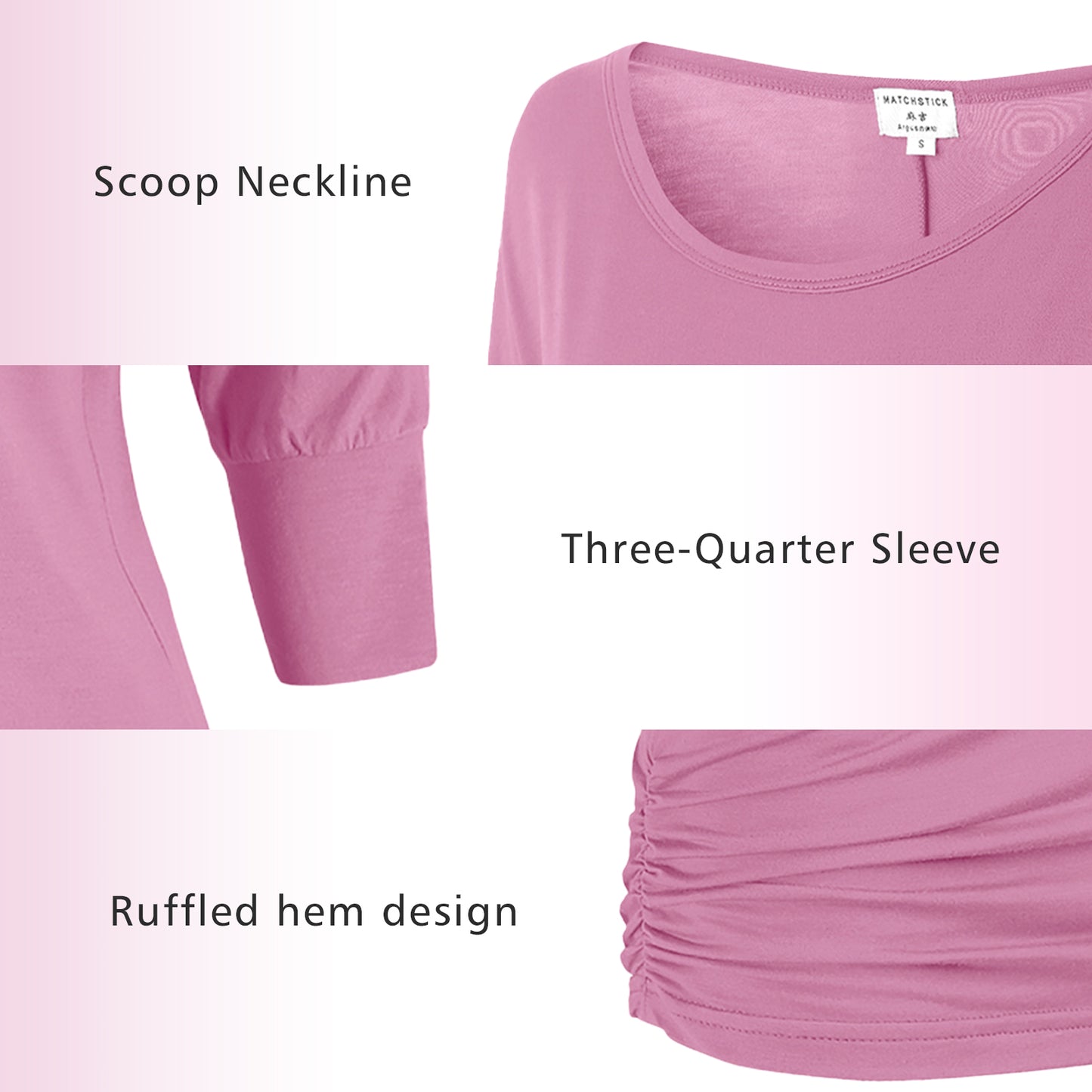 Match Women's 3/4 Sleeve Crewneck T-Shirts #140