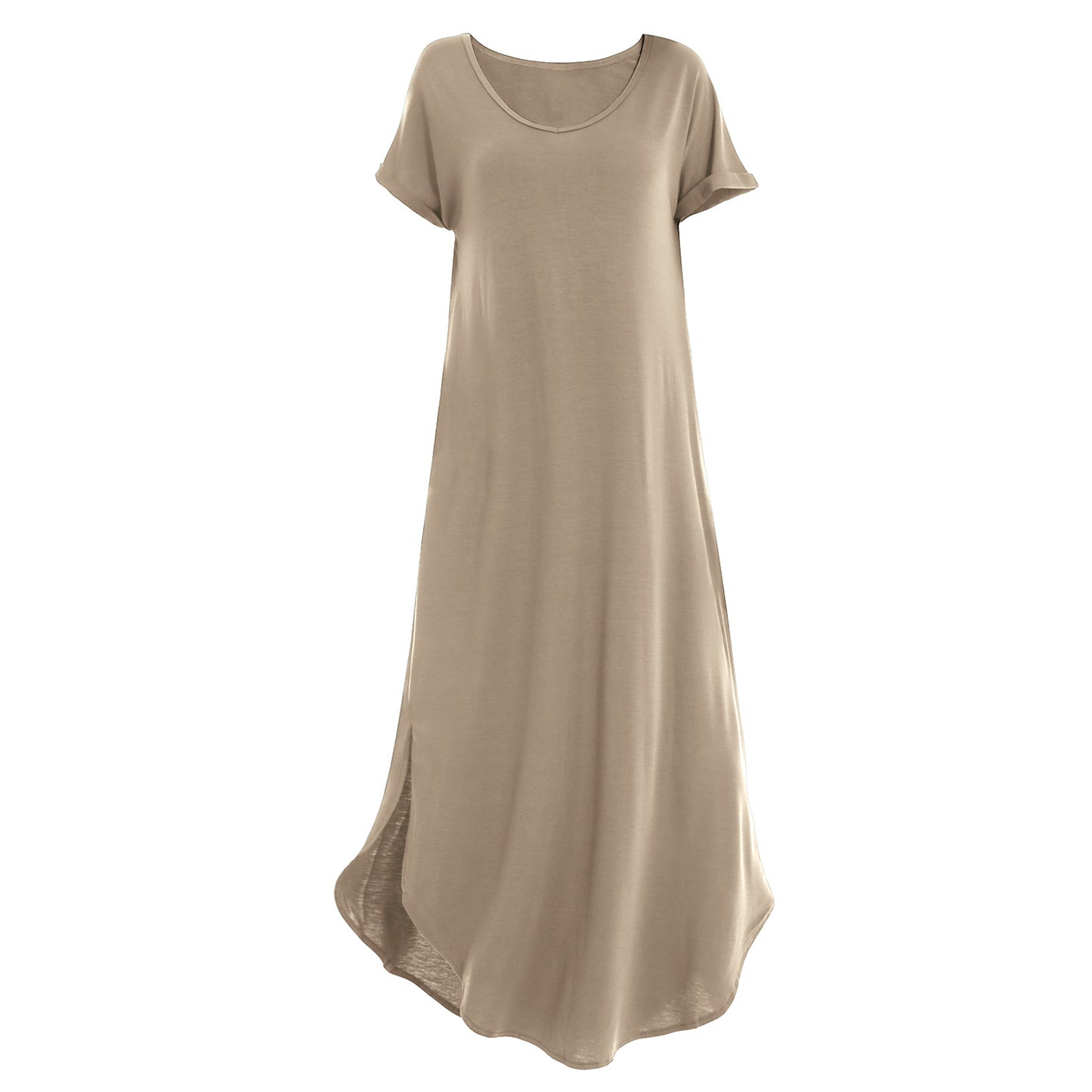 Elastic short sleeved long dress 152