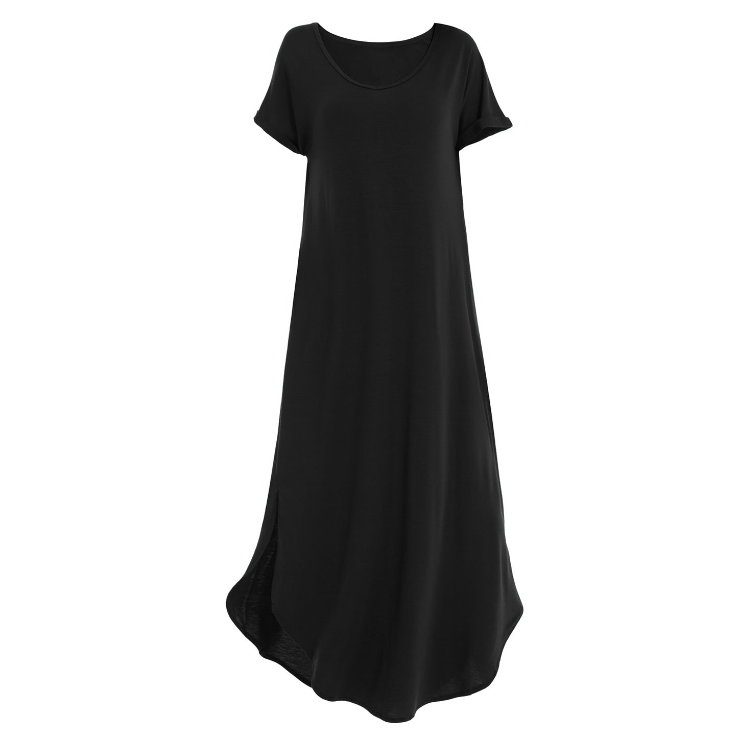 Elastic short sleeved long dress 152