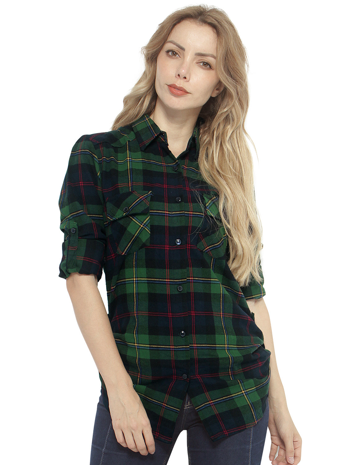 Womens Button Down Flannel Plaid Shirts 2021