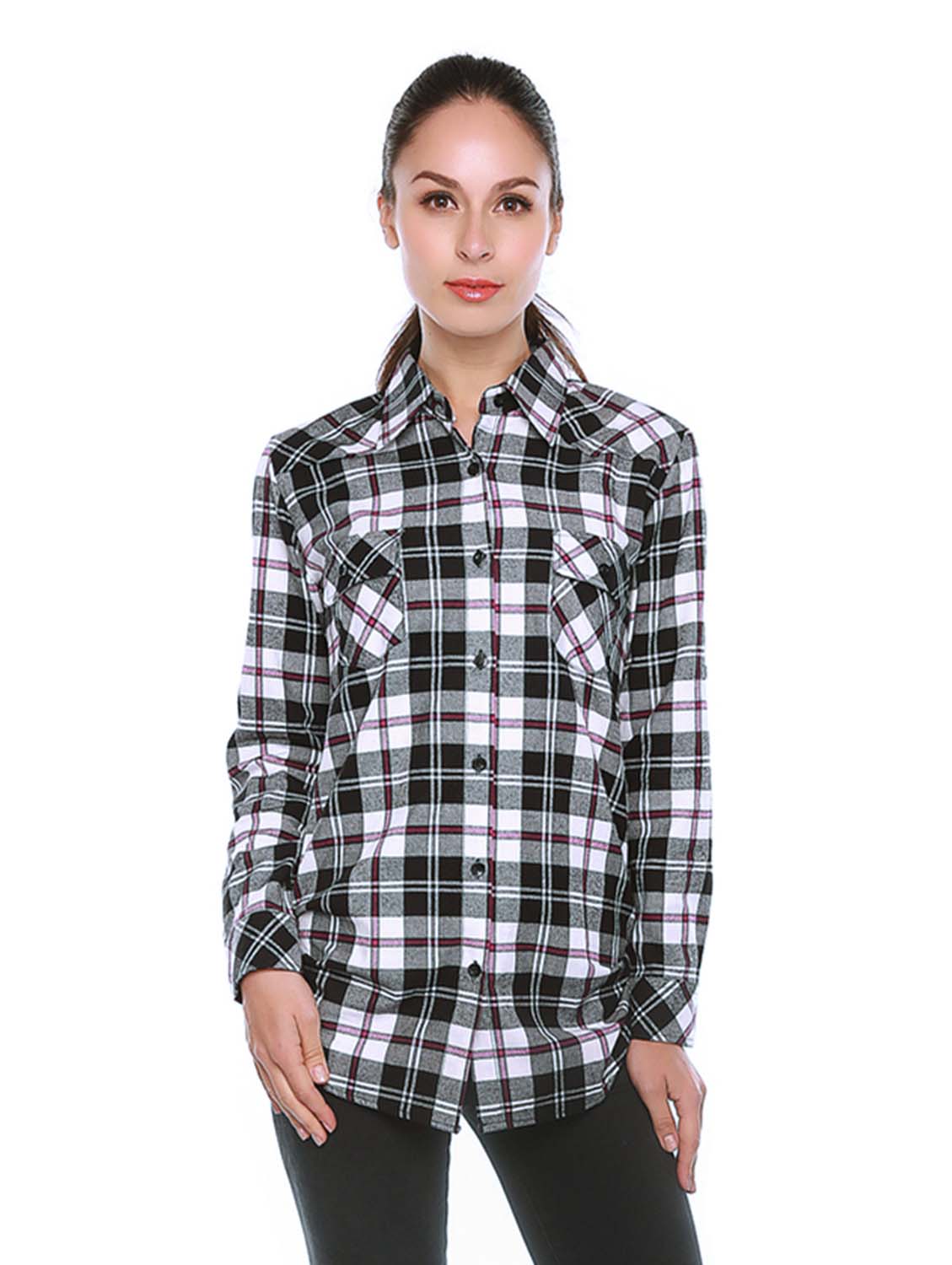 Womens Button Down Flannel Plaid Shirts 2021