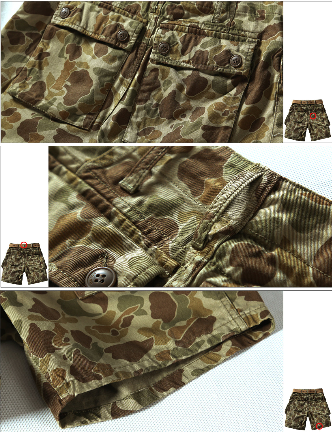 Men's Slightly Stretch Thickness Softness Cargo Short camo #3059
