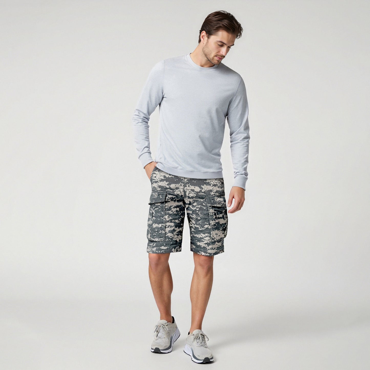 Men's Slightly Stretch Thickness Softness Cargo Short camo #3204