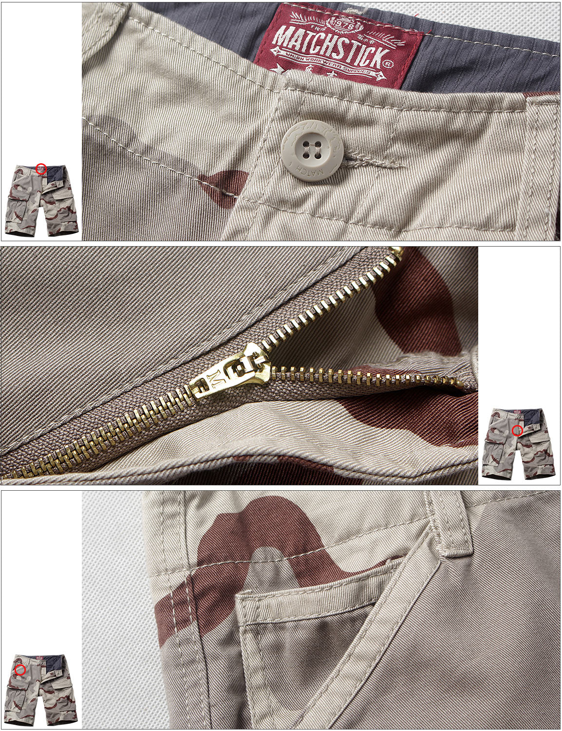 Men's Slightly Stretch Thickness Softness Cargo Short camo #3204