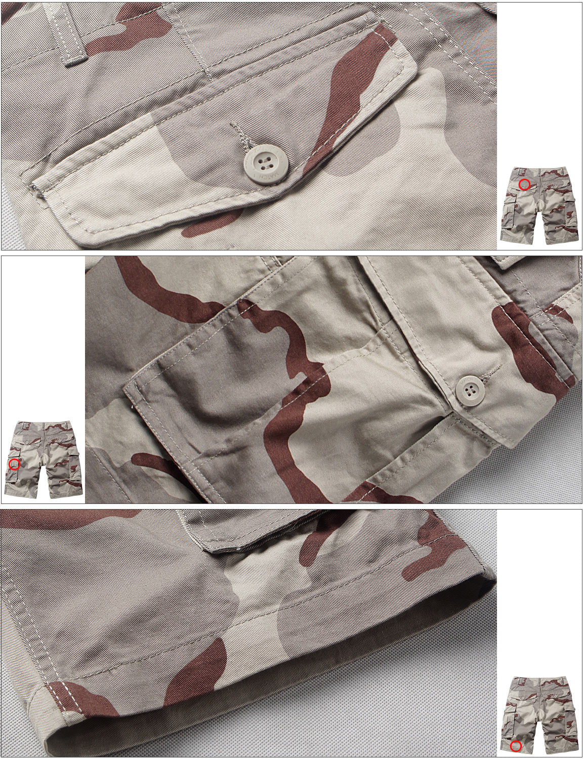 Men's Slightly Stretch Thickness Softness Cargo Short camo #3204