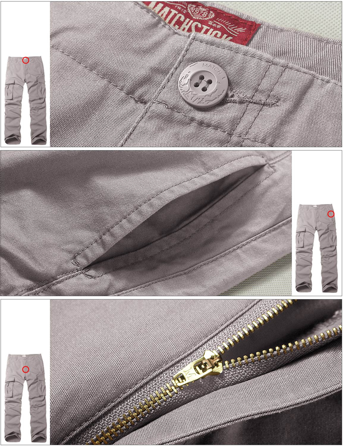 Match Men's Casual Wild Cargo Pants Outdoors Work Wear #6071