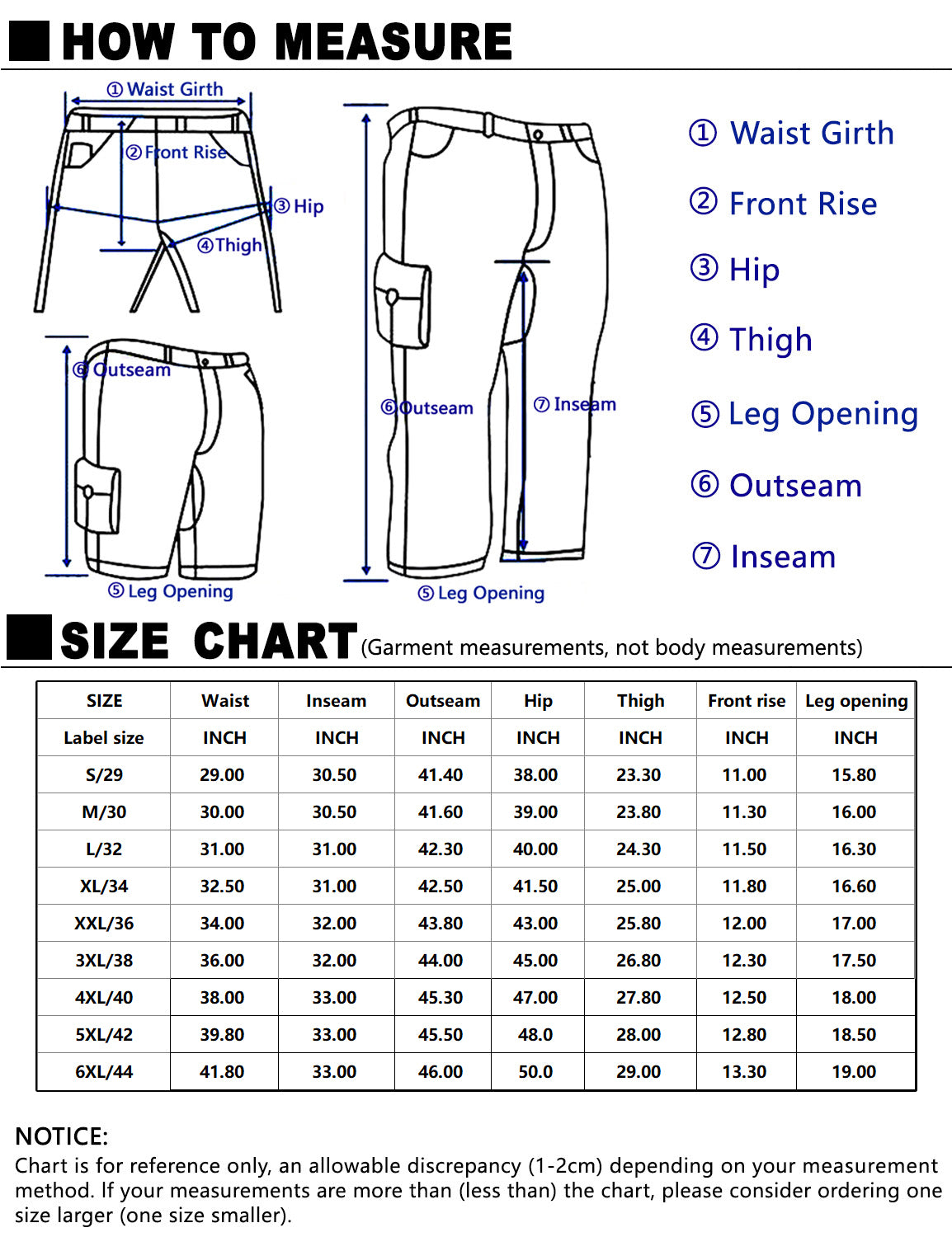 Match Men's Casual Wild Cargo Pants Outdoors Work Wear #6071