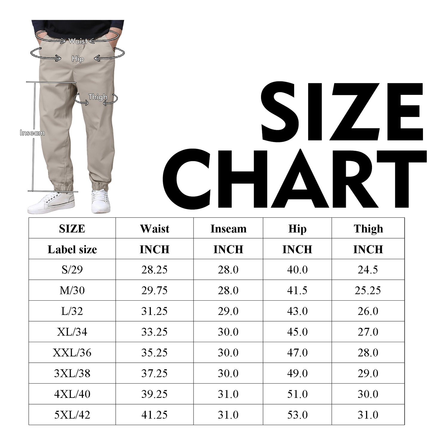Match Men's Stretch Cotton Tapered Casual Pants #6077