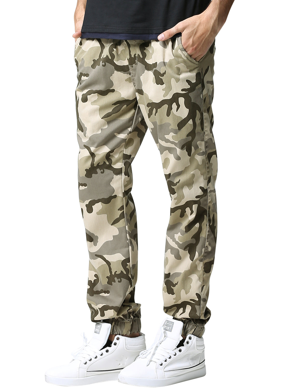 1Men's Straight Tapered Camo Jogger Trousers #6535M
