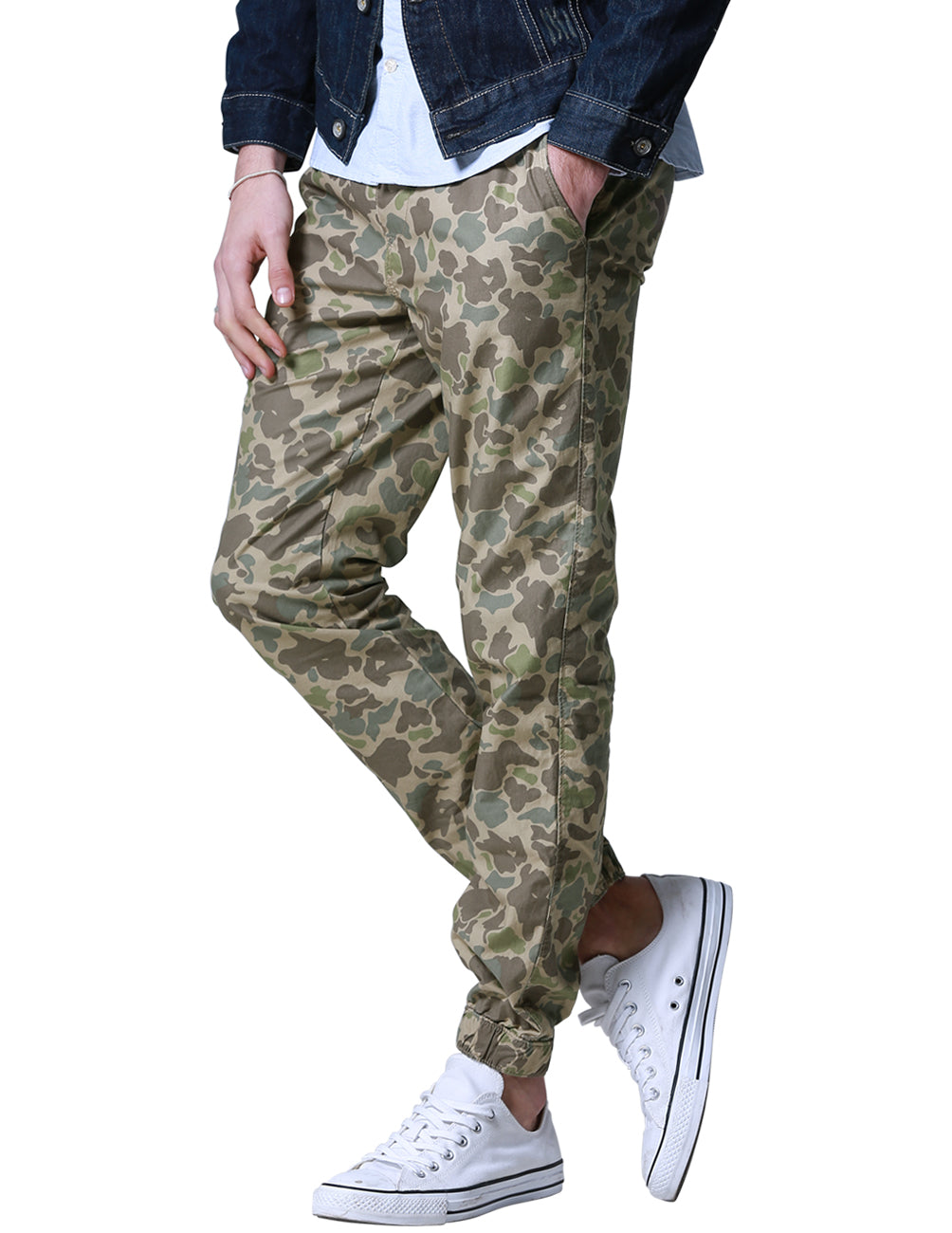 1Men's Straight Tapered Camo Jogger Trousers #6535M