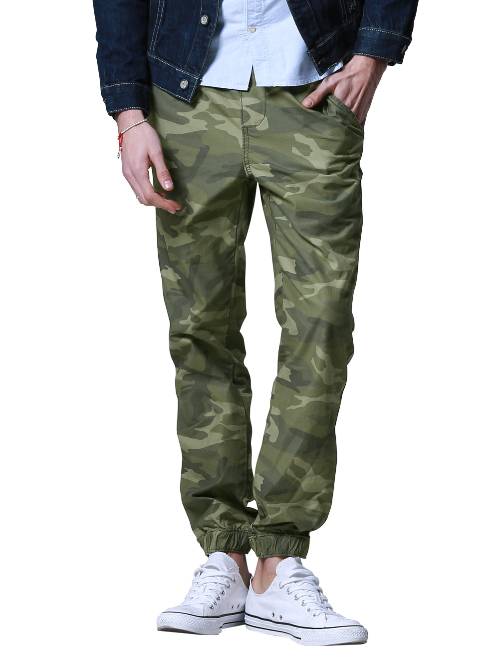1Men's Straight Tapered Camo Jogger Trousers #6535M