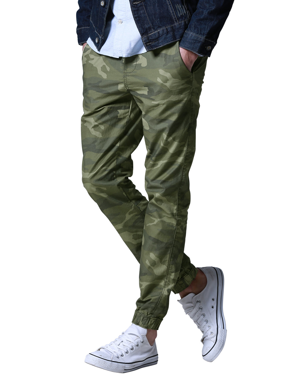 1Men's Straight Tapered Camo Jogger Trousers #6535M