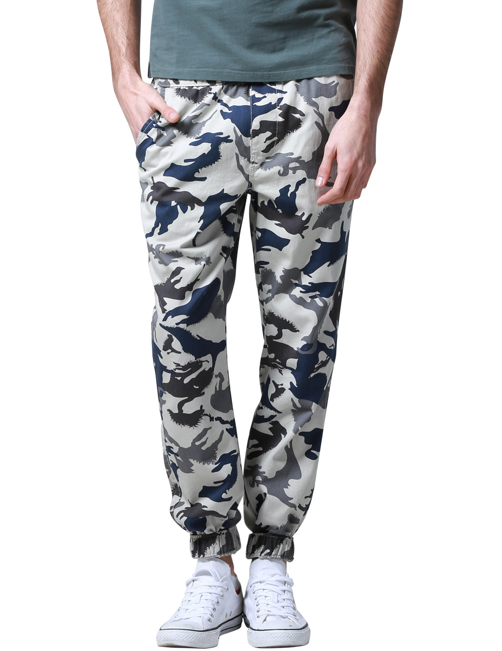 1Men's Straight Tapered Camo Jogger Trousers #6535M
