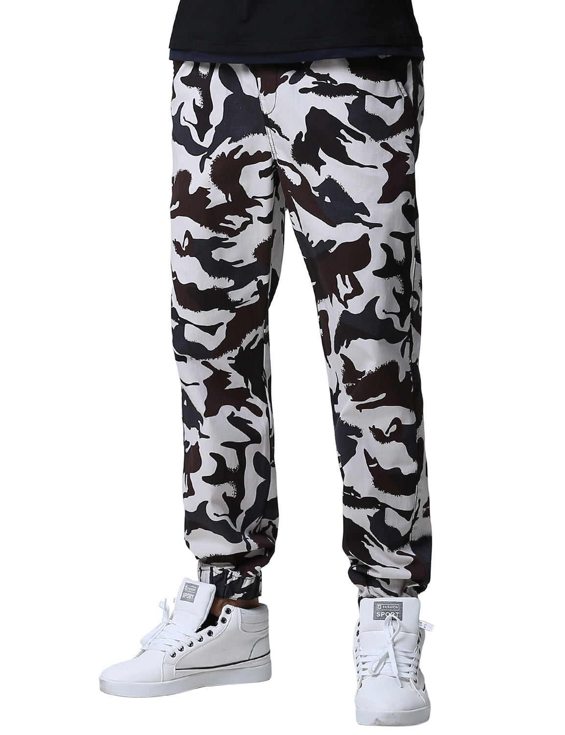 1Men's Straight Tapered Camo Jogger Trousers #6535M