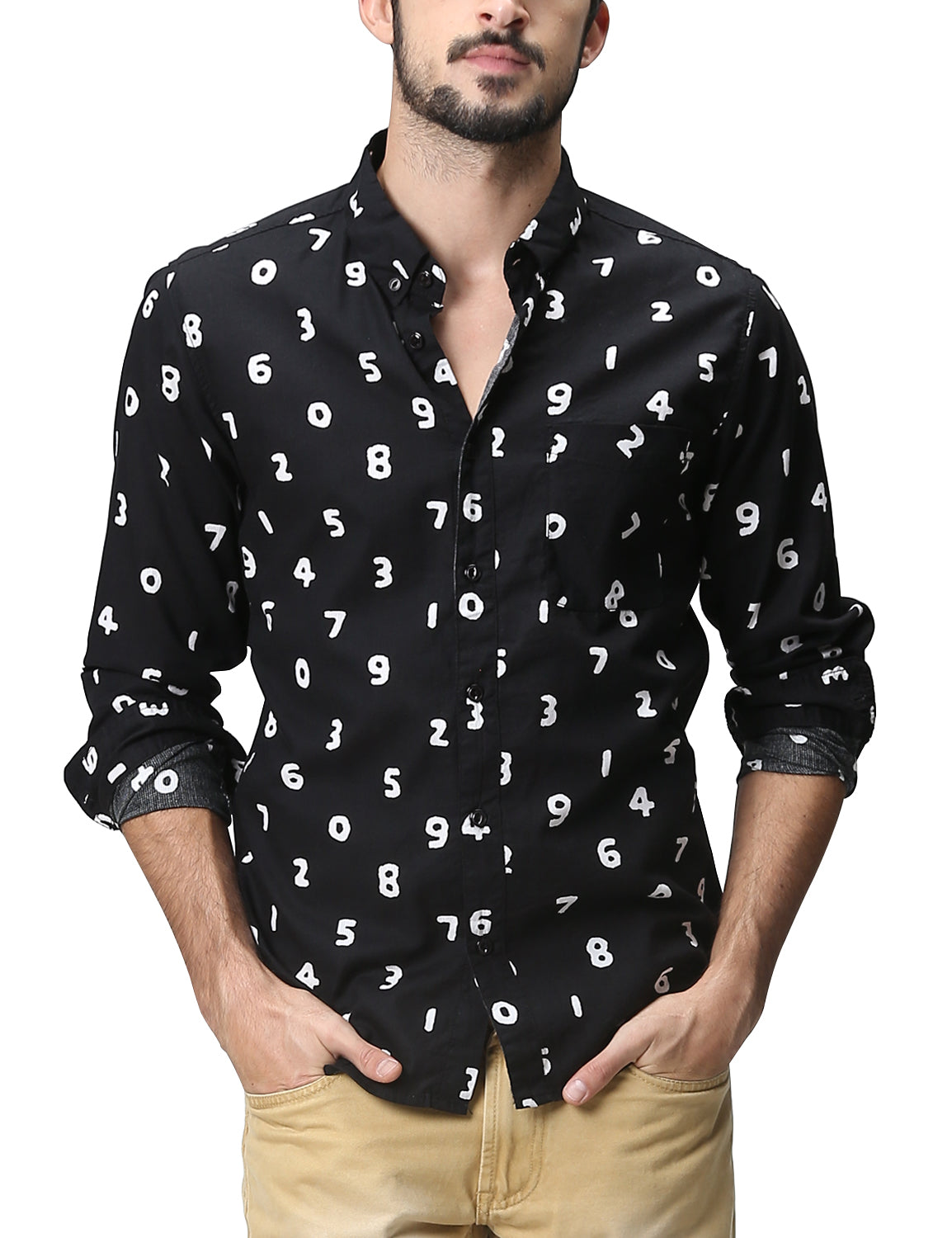 Men's Long Sleeve Printed Shirt G2247