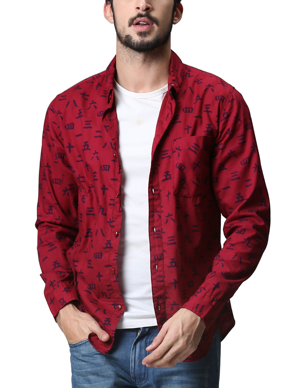 Men's Long Sleeve Printed Shirt G2247