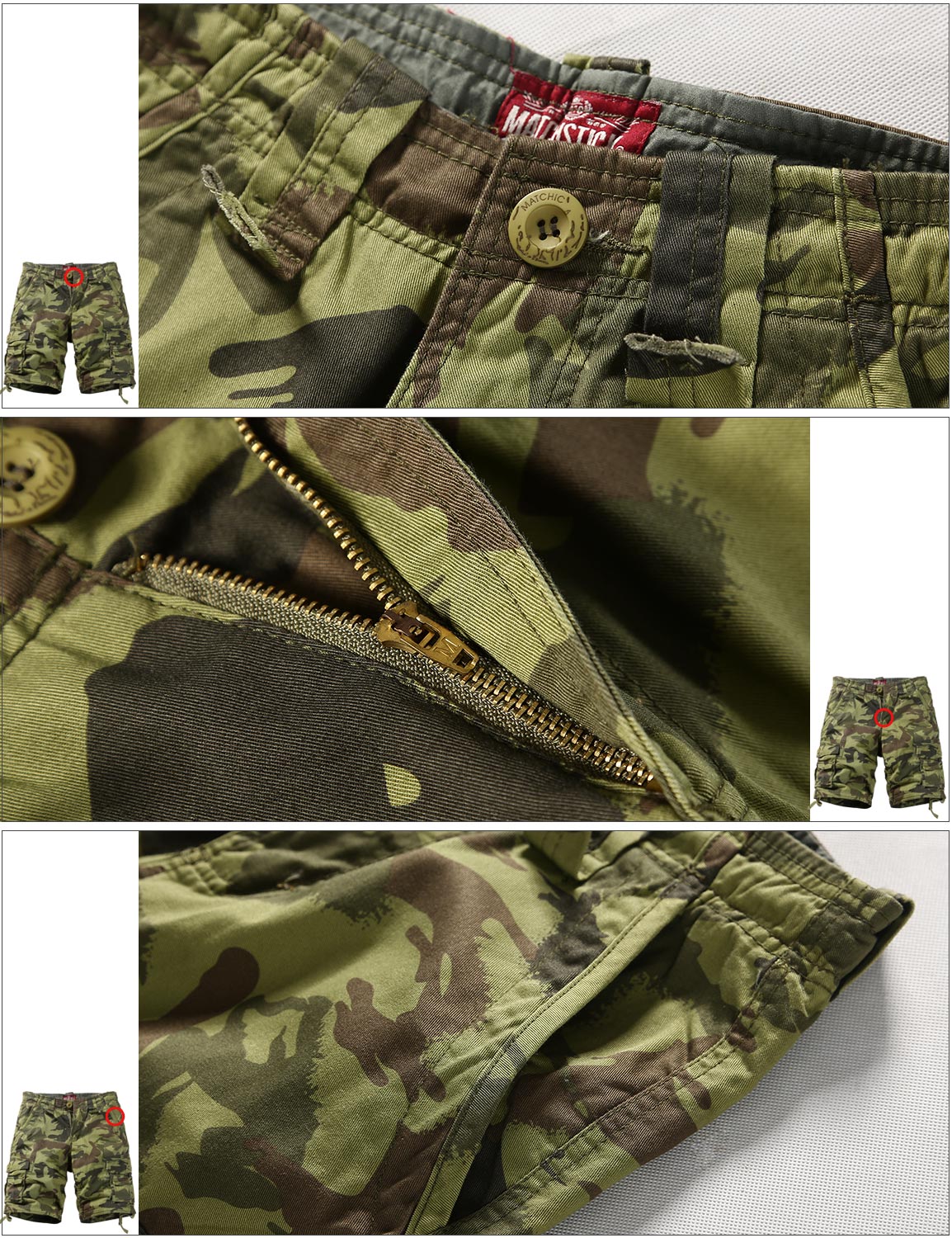 Men's Slightly Stretch Thickness Softness Cargo Short camo S3612M