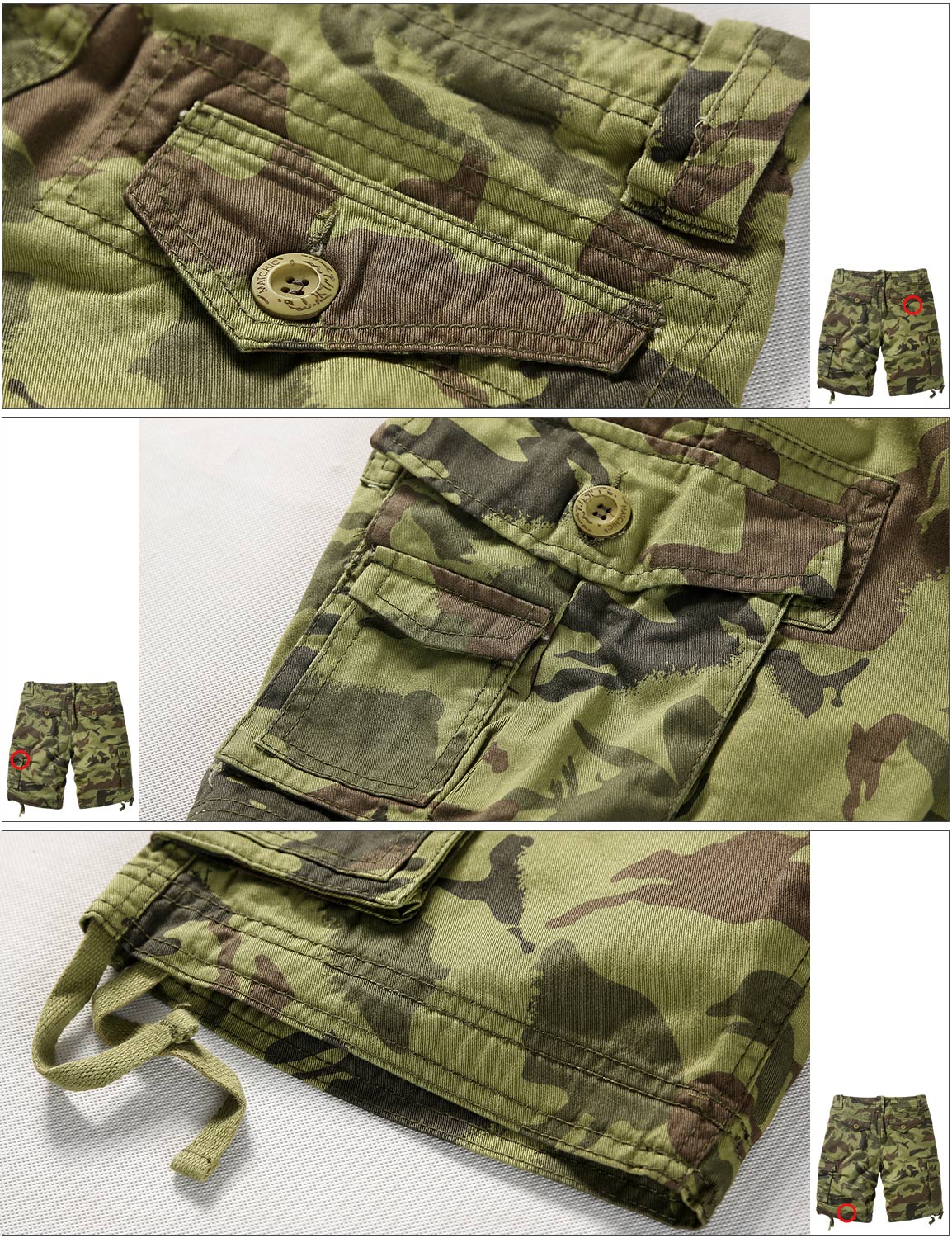 Men's Slightly Stretch Thickness Softness Cargo Short camo S3612M