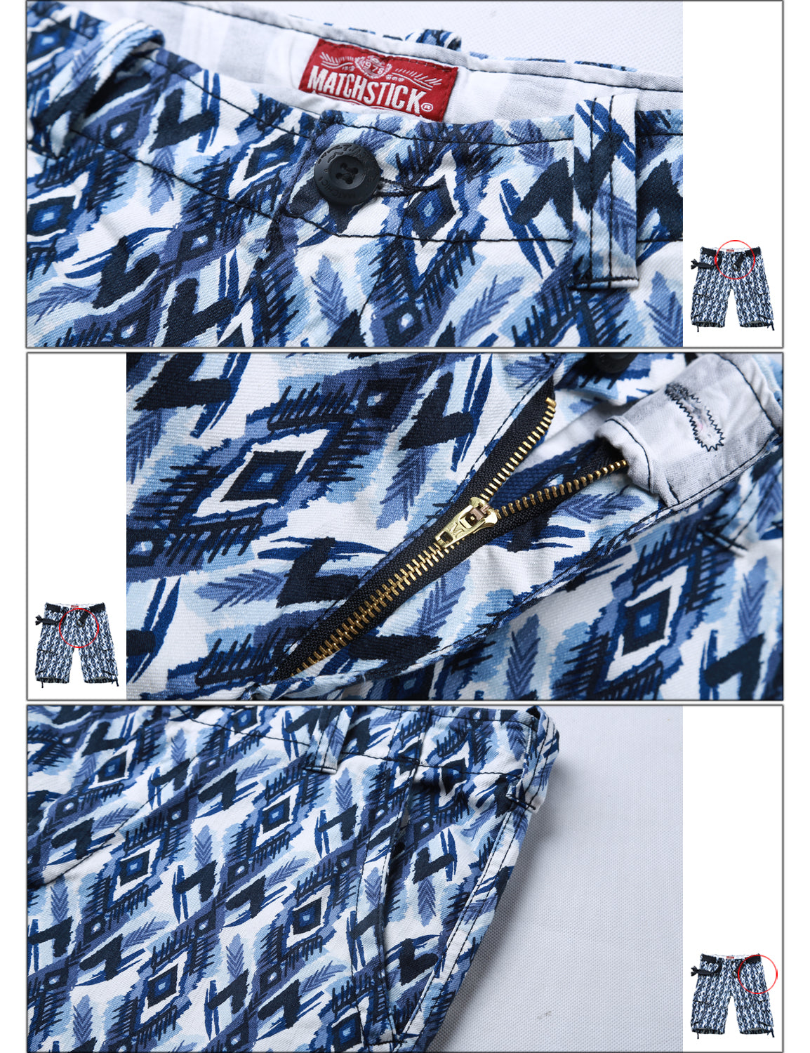 Printed totem Men's Slightly Stretch Thickness Softness Cargo Short #3026