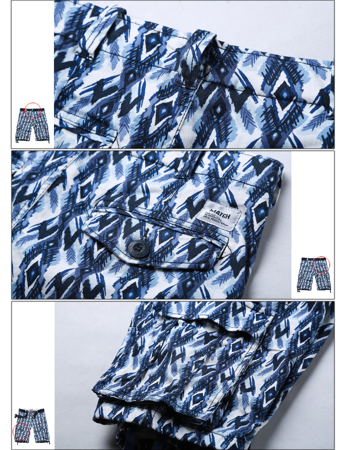 Printed totem Men's Slightly Stretch Thickness Softness Cargo Short #3026