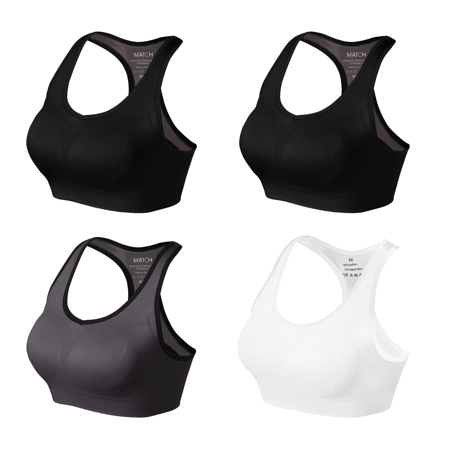 4 Pack Plain Match Racerback Sports Bras for Women #NP001