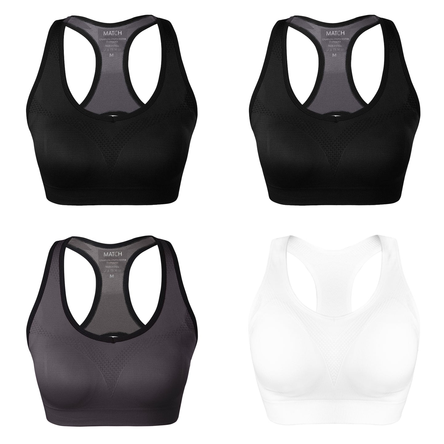 4 Pack Plain Match Racerback Sports Bras for Women #NP001