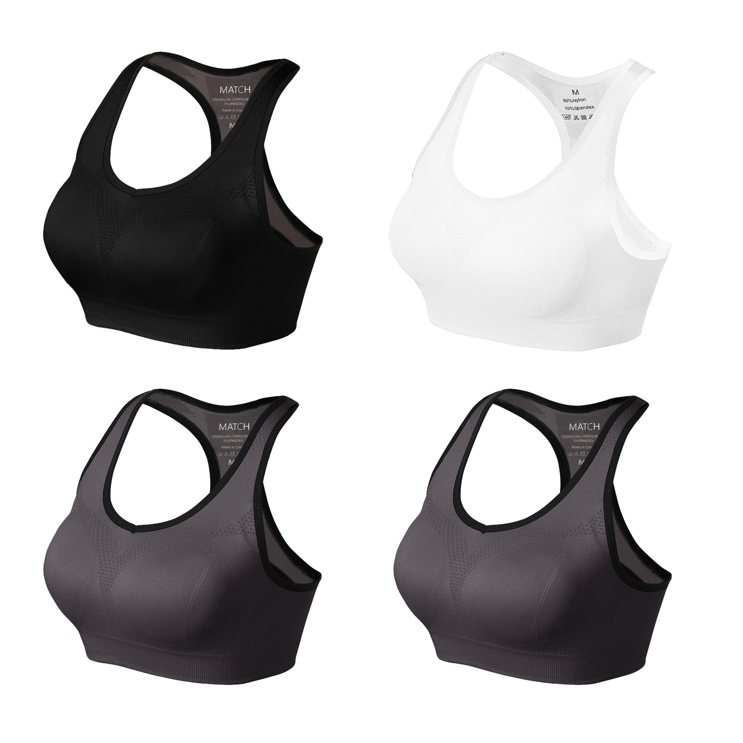 4 Pack Plain Match Racerback Sports Bras for Women #NP001