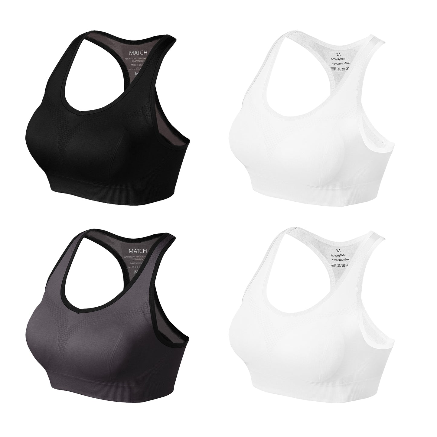 4 Pack Plain Match Racerback Sports Bras for Women #NP001