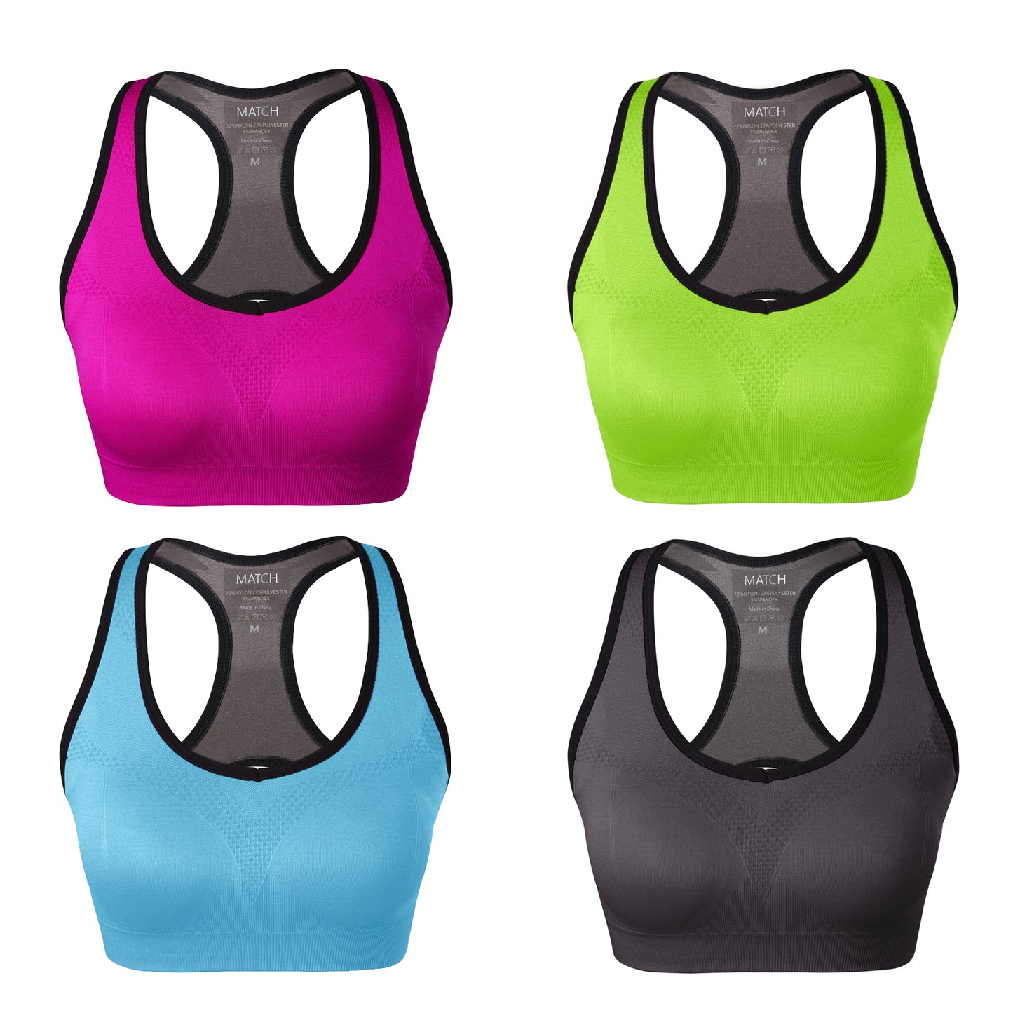 4 Pack Plain Match Racerback Sports Bras for Women #NP001
