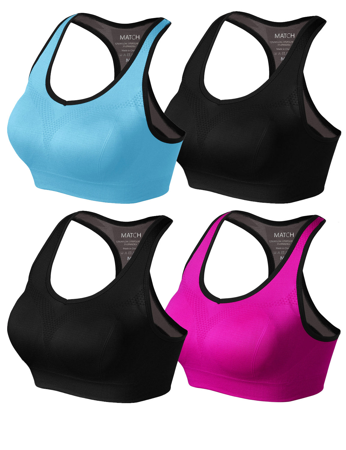 4 Pack Plain Match Racerback Sports Bras for Women #NP001