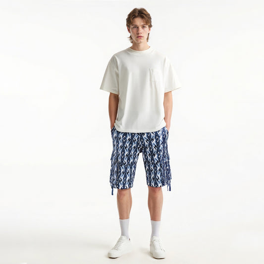 Printed totem Men's Slightly Stretch Thickness Softness Cargo Short   #3026
