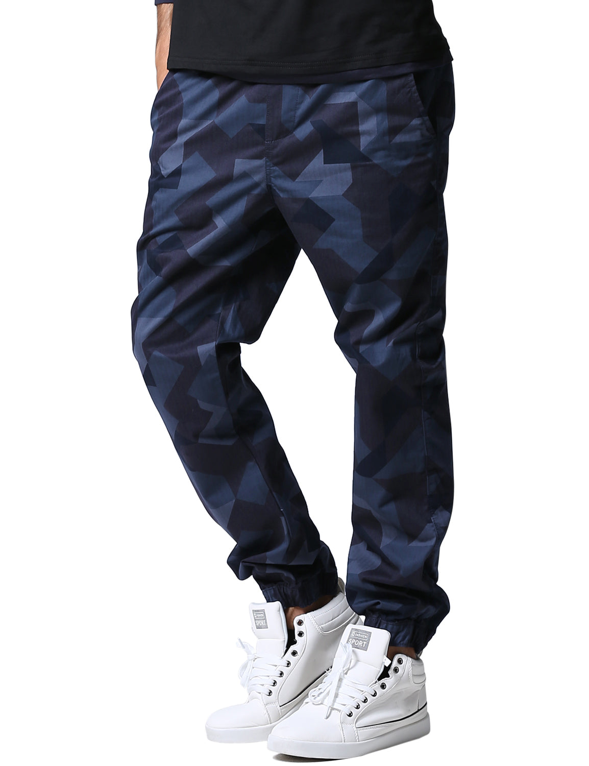 1Men's Straight Tapered Camo Jogger Trousers #6535M