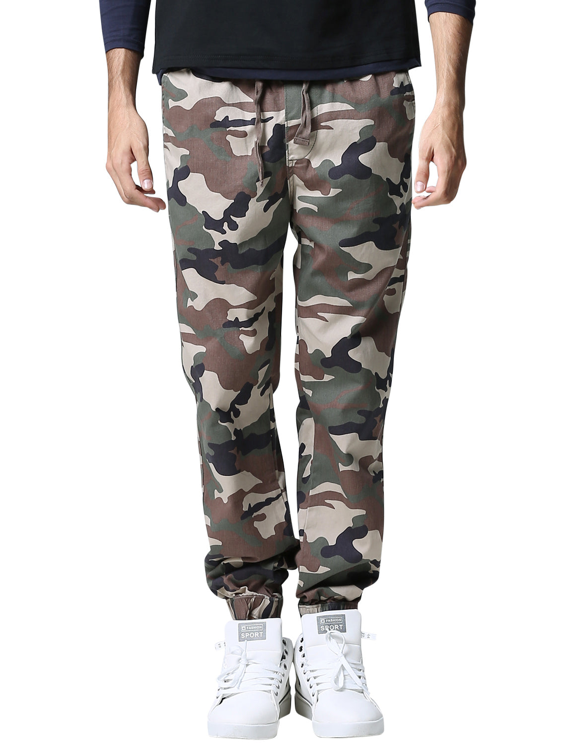 1Men's Straight Tapered Camo Jogger Trousers #6535M