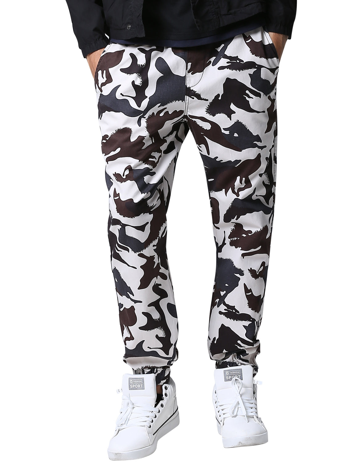 1Men's Straight Tapered Camo Jogger Trousers #6535M