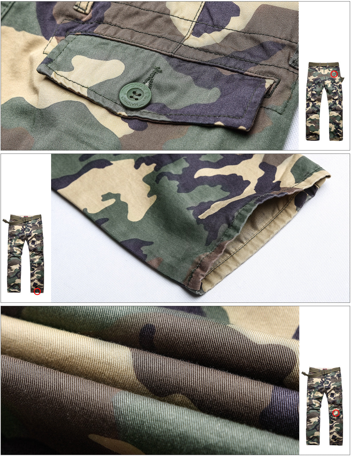 Men's Casual Camo Cargo Pants 6546