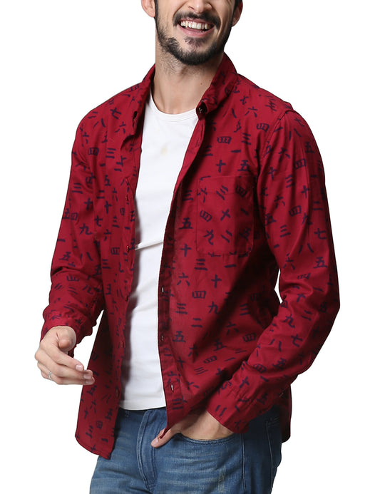 Men's Long Sleeve Printed Shirt G2247